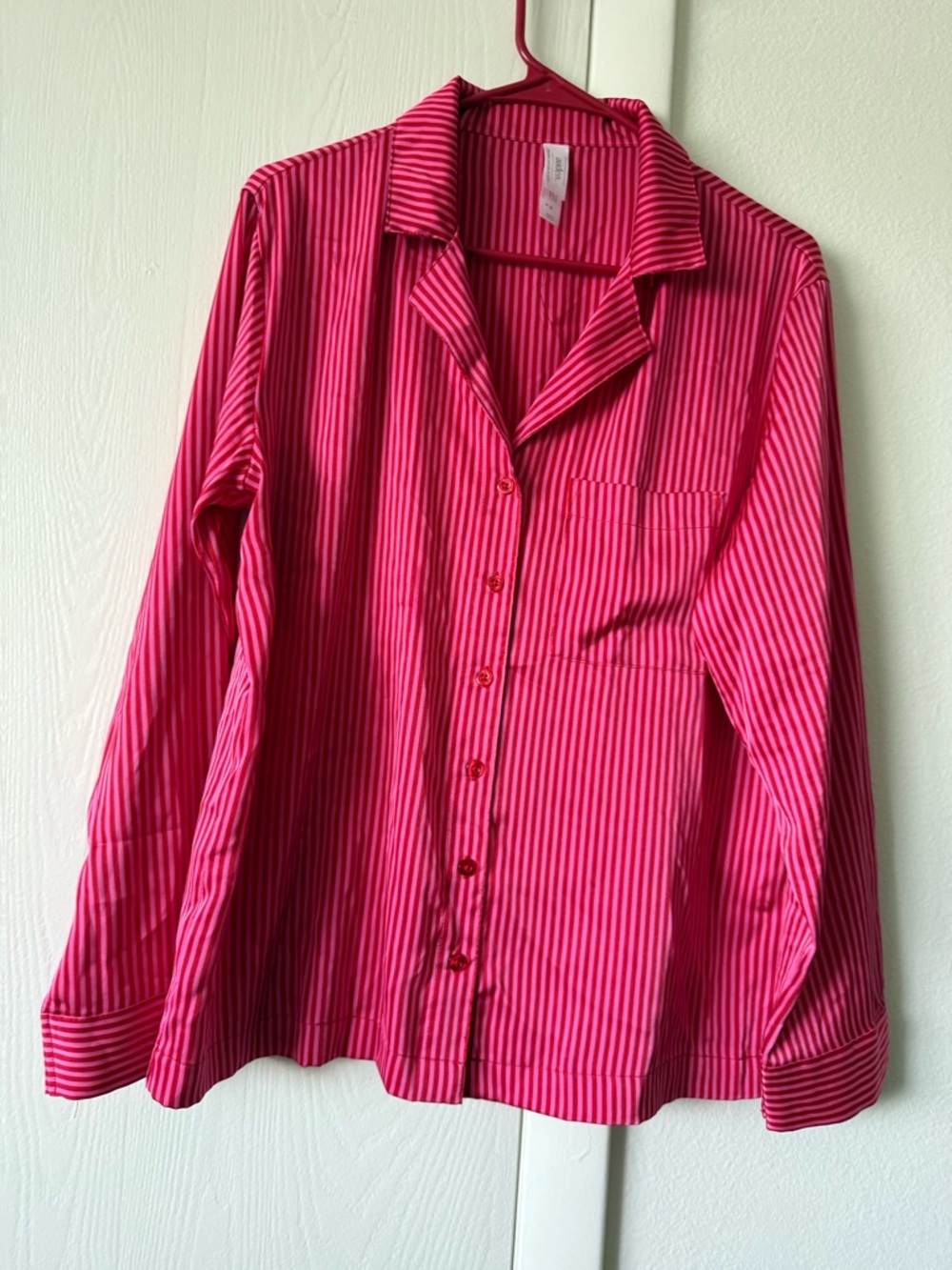 Pink and red Stripe Button-Up Pajama Top